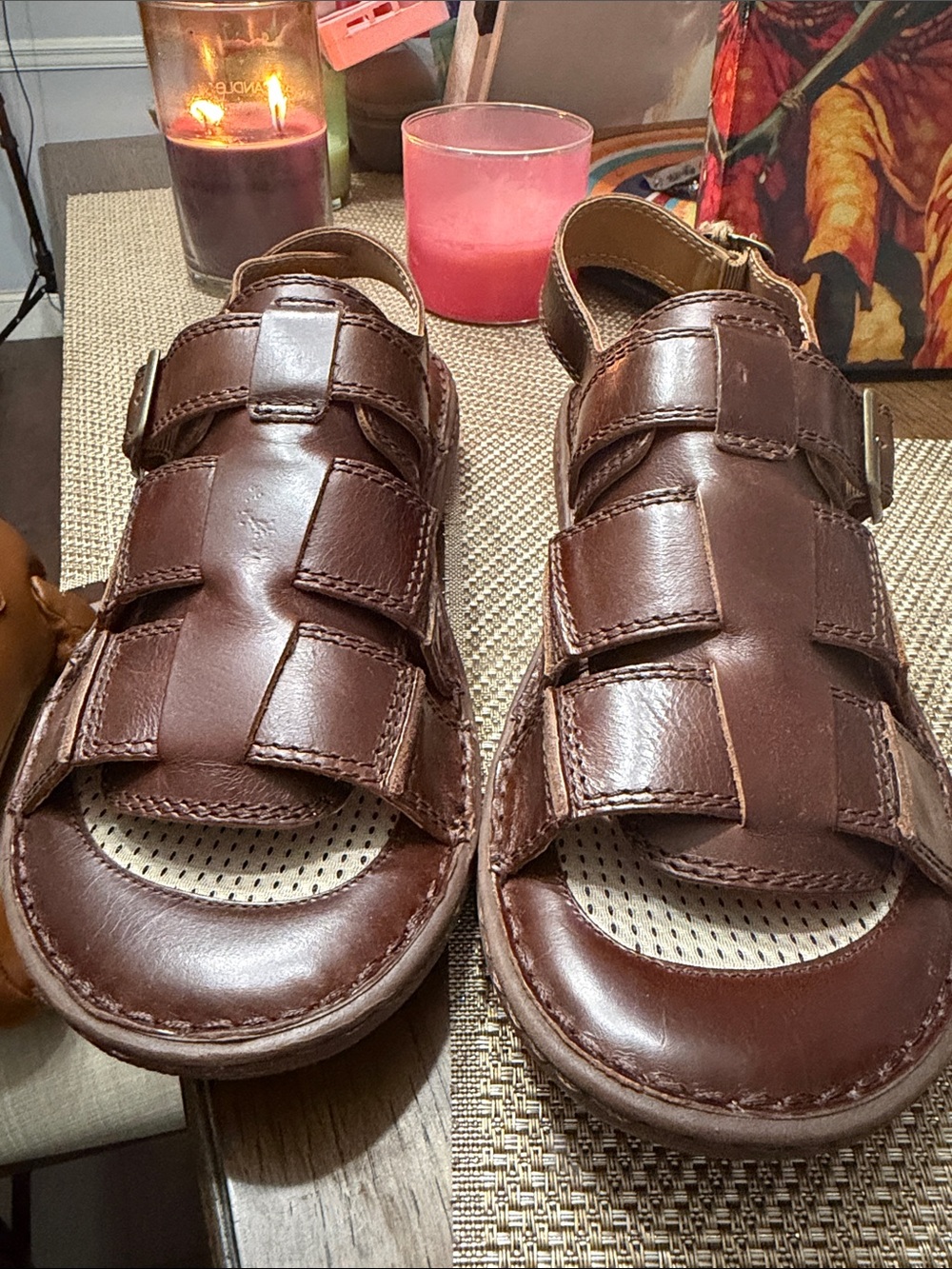 Born Men's Dark Brown Leather Fisherman Sandals with Buckle